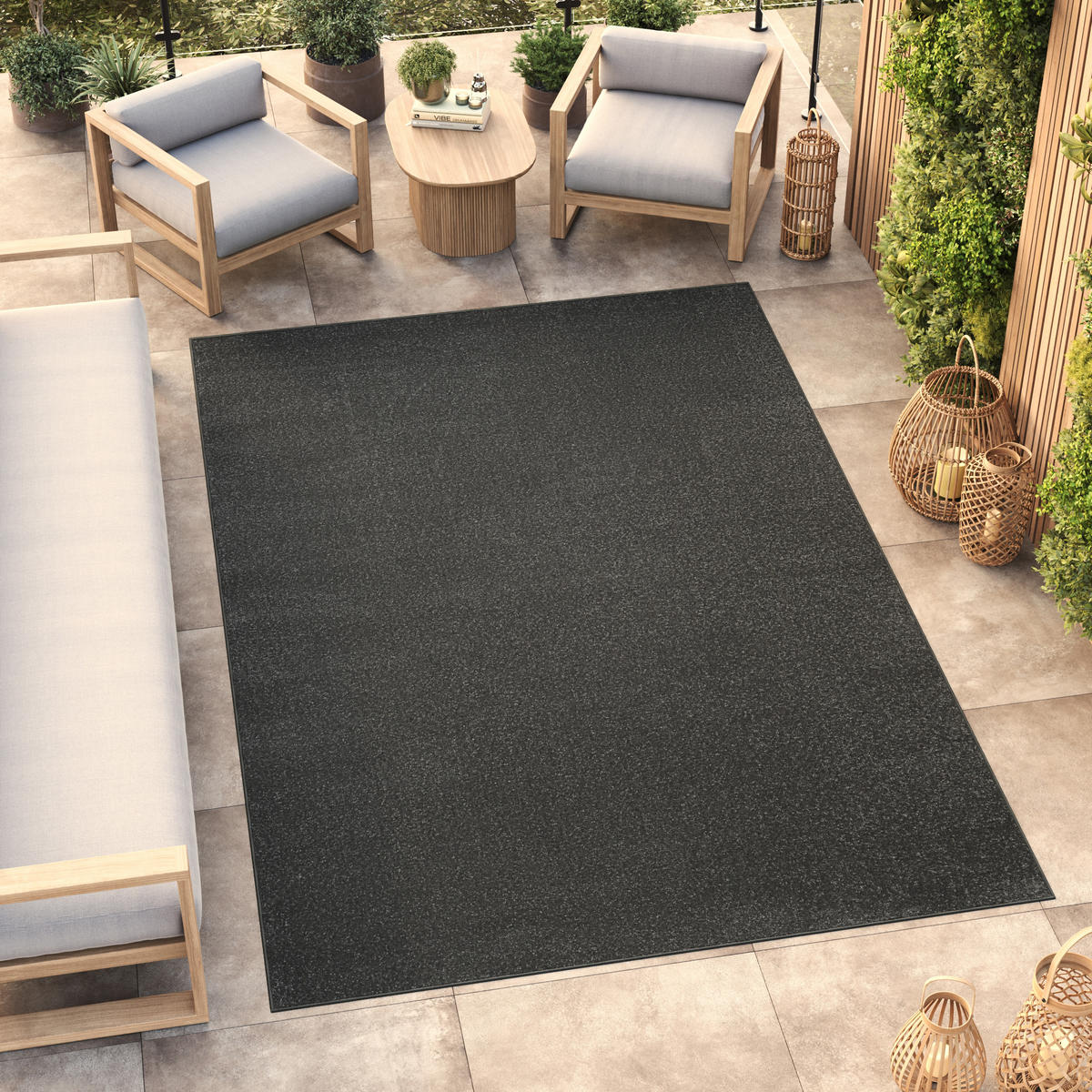 TAPISO MONO Outdoor Teppich Dunkelgrau 180/250 cm - Dunkelgrau, Textil (180/250cm) - Tapiso