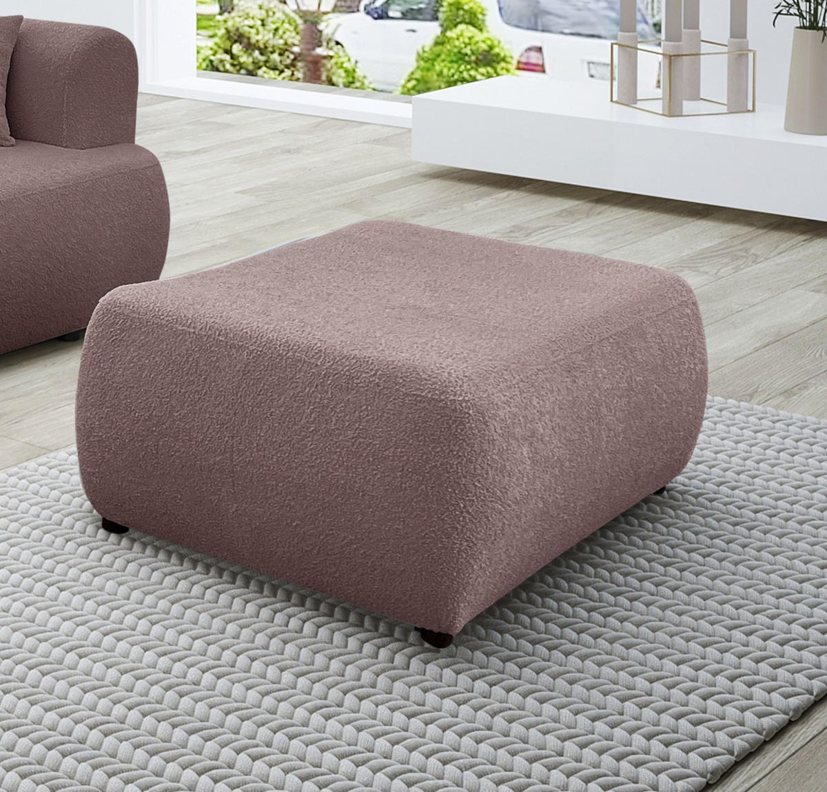 POLSTERHOCKER Anike In Now Or Never - Altrosa, Holzwerkstoff/Textil (98/42/66cm) - Fun Möbel