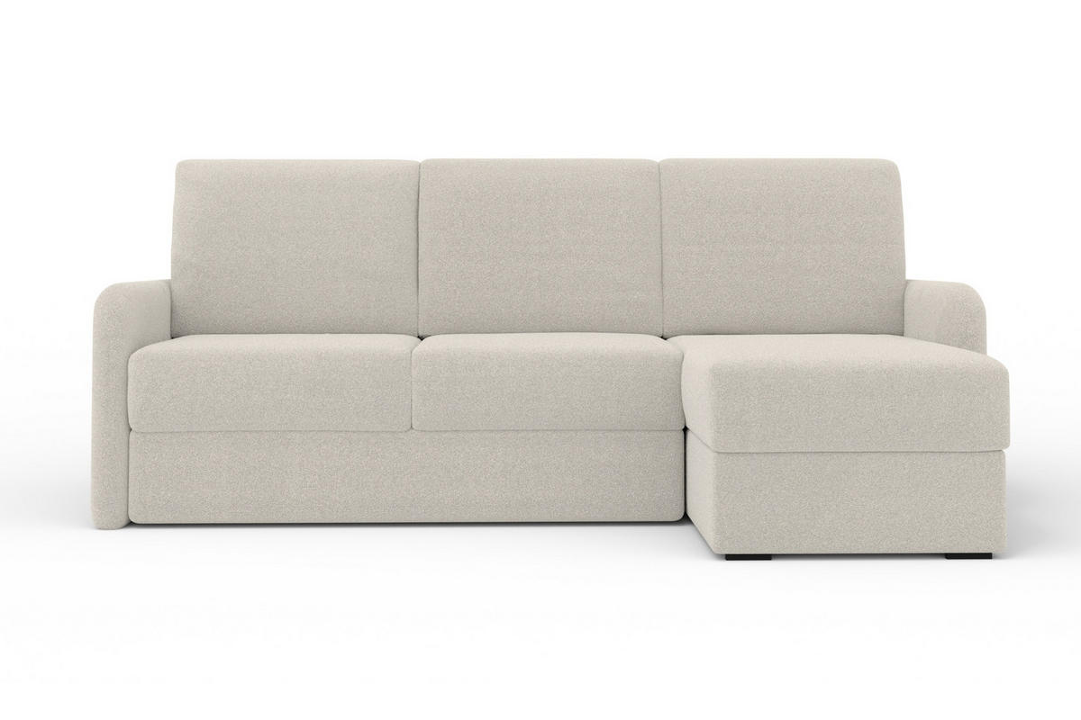 ECKSOFA BIANCO 215 cm breit in Boucle Ecru rechts - Ecru, Holzwerkstoff/Textil (215/145cm) - Deine Möbel 24