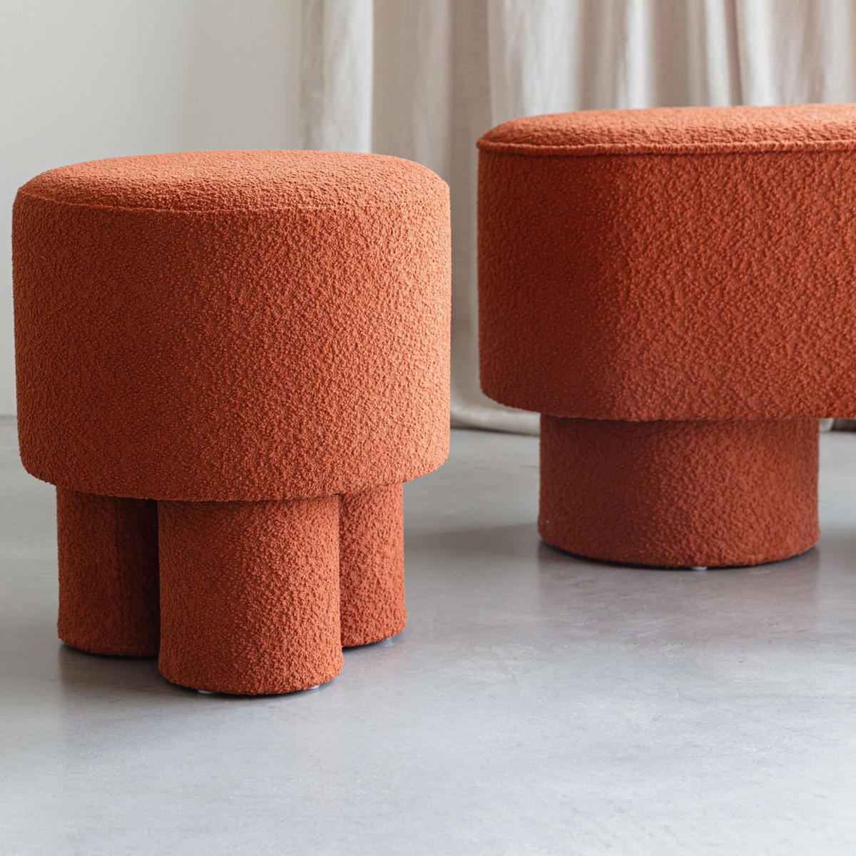 SITZHOCKER Marcos Pouf/ Bouclé Rot/ Braun - Rostfarben/Rot, Textil (40/44/40cm) - Drawer