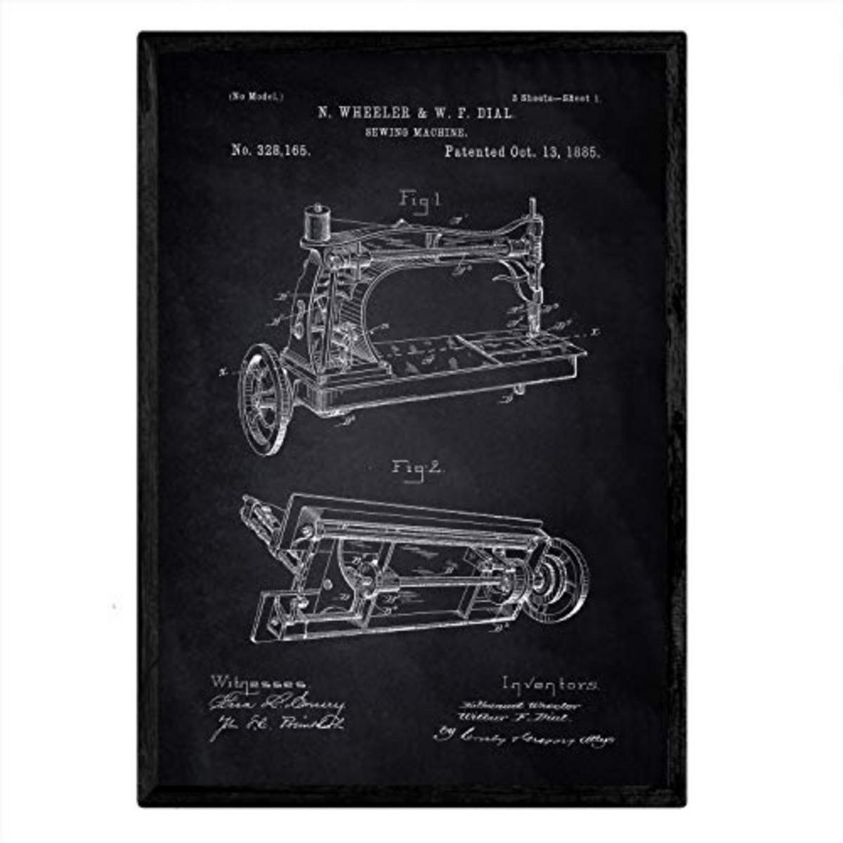 POSTER Nähmaschine Patent A3 Rahmenlos - Klar, Papier (29.7/5/42cm) - Nacnic