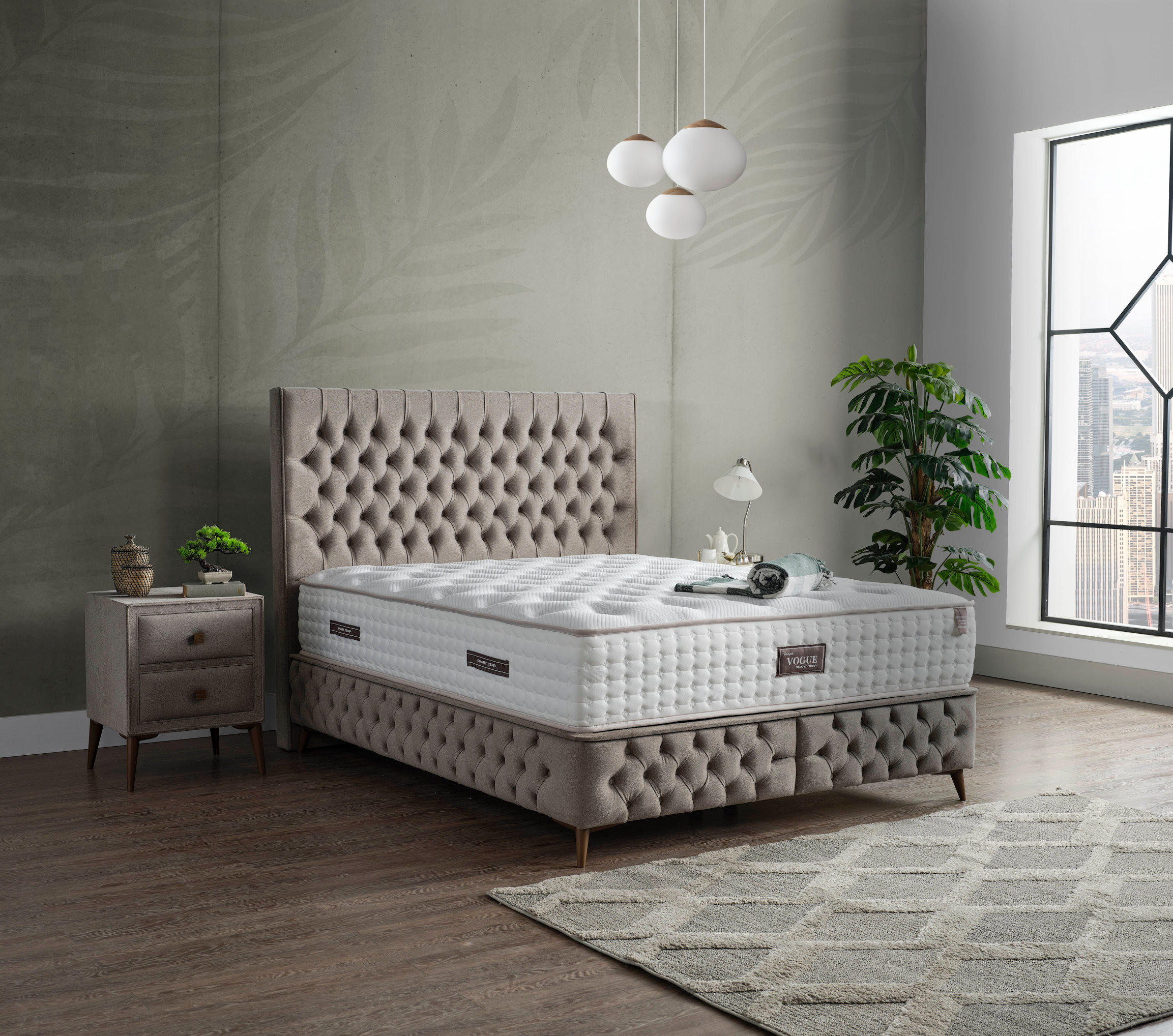 POLSTERBETT-SET Fashion 140x200 Hellbraun - Bett inkl. Matratze - Hellbraun, Metall (140/200cm) - Villa Möbel