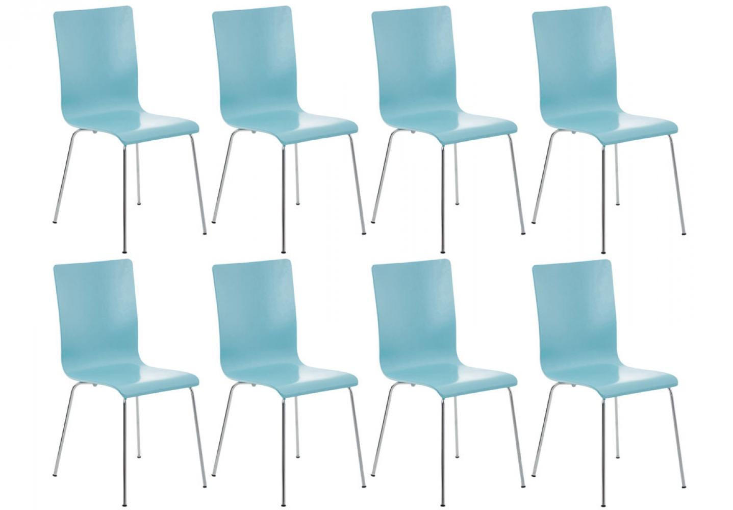 BESUCHERSTUHL 8er Set Holz hellblau - Hellblau, Holz/Metall (43/87/47cm) - CLP