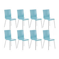 BESUCHERSTUHL 8er Set Holz hellblau - Hellblau, Holz/Metall (43/87/47cm) - CLP