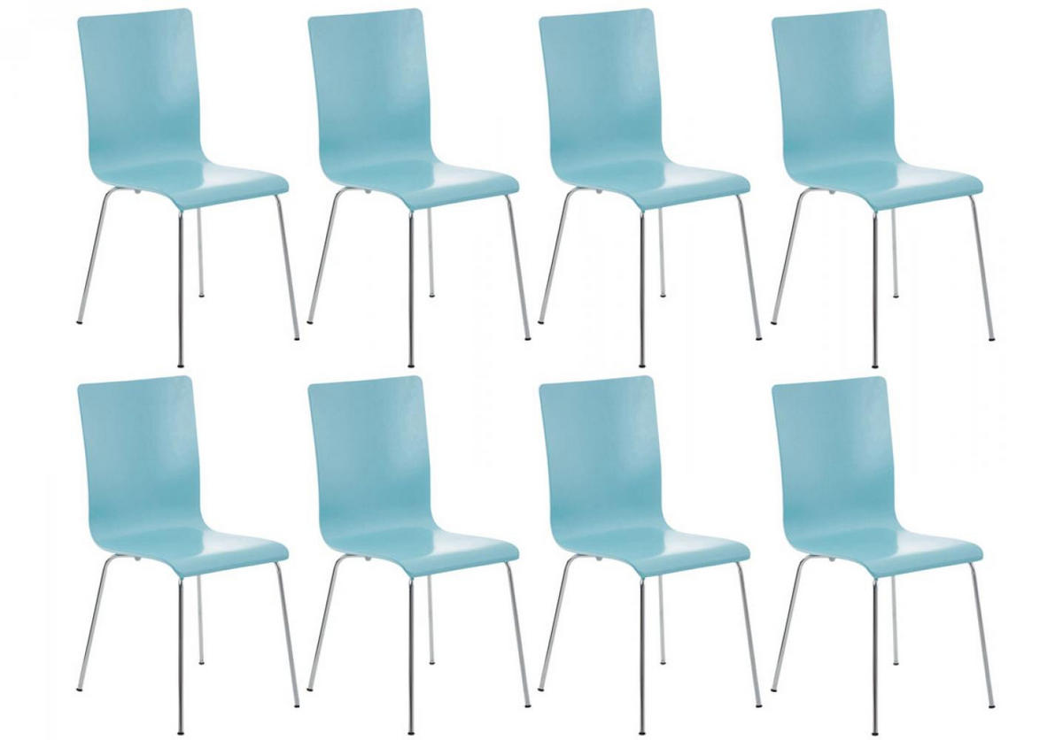 BESUCHERSTUHL 8er Set Holz hellblau - Hellblau, Holz/Metall (43/87/47cm) - CLP