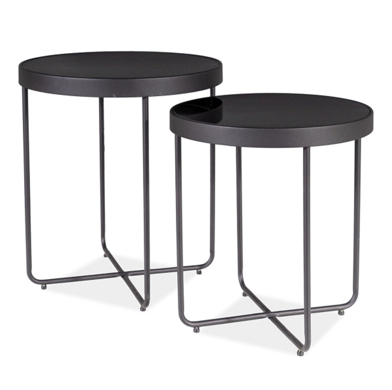 COUCHTISCHE Atena schwarz 45cm / 45cm / 50cm & 40cm / 40cm / 44cm - Schwarz, Glas/Holz (45/45/50cm) - Feldmann-Wohnen