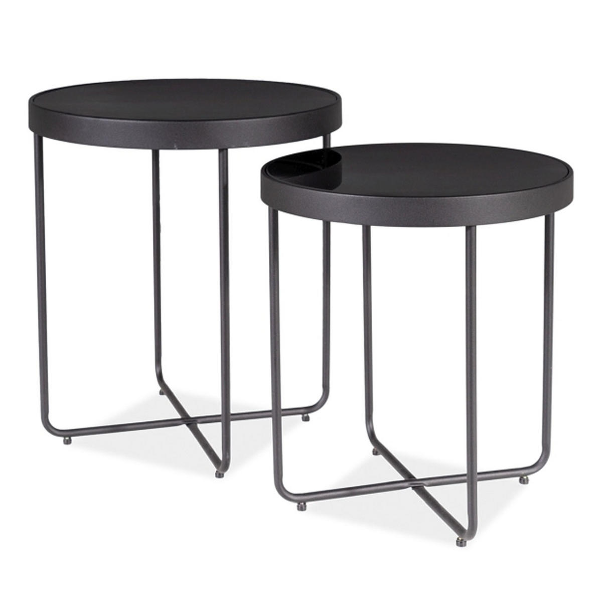 COUCHTISCHE Atena schwarz 45cm / 45cm / 50cm & 40cm / 40cm / 44cm - Schwarz, Glas/Holz (45/45/50cm) - Feldmann-Wohnen