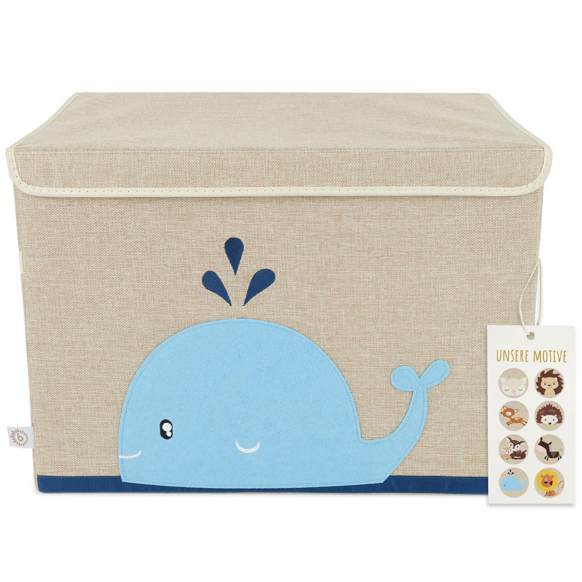 AUFBEWAHRUNGSBOX mit Deckel Wal - Blau/Beige, Textil (51/36cm) - Bieco Spielwaren