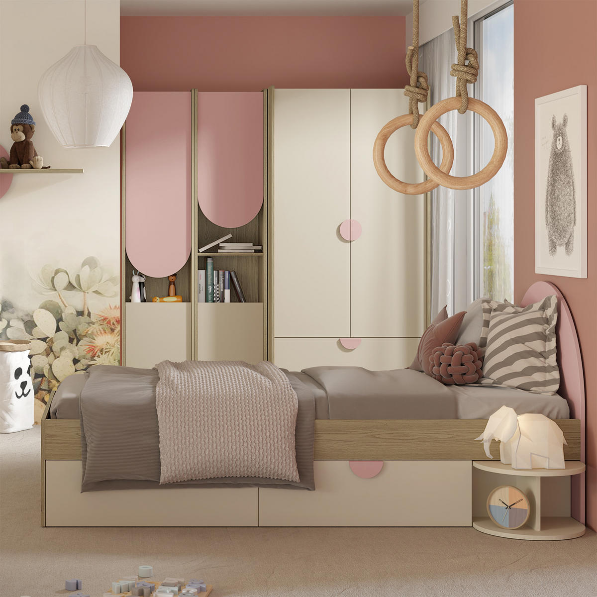 NACHTTISCH Lena mit offenem Ablagefach, 40 cm, für Kinder und Jugendliche, Macadamia - Eichefarben/Beige, Holzwerkstoff (40/25/35cm) - Beautysofa