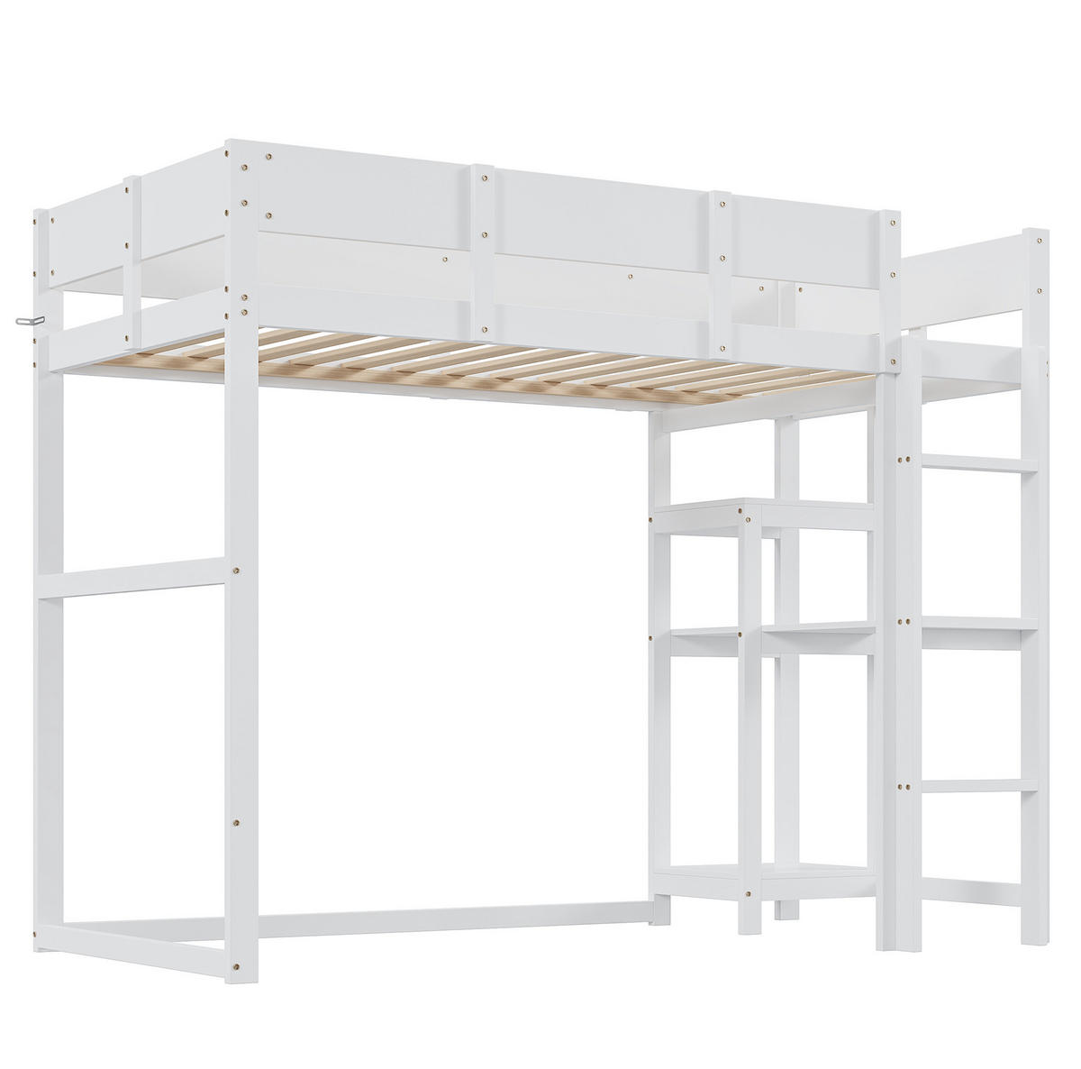 HOCHBETT mit Ablage 90x200 cm Kiefernholz Weiß - Weiß, Holzwerkstoff (90/200cm) - Beauniv