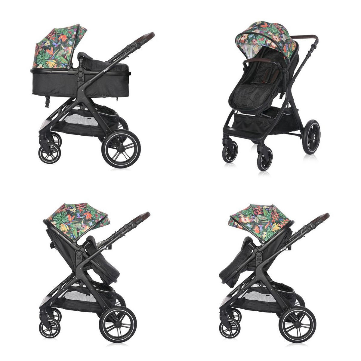 KINDERWAGEN 2 in 1 Viola bunt bis 22 kg, Sportsitz umbaubar Wickeltasche - Multicolor, Metall (112/59/96cm) - Lorelli