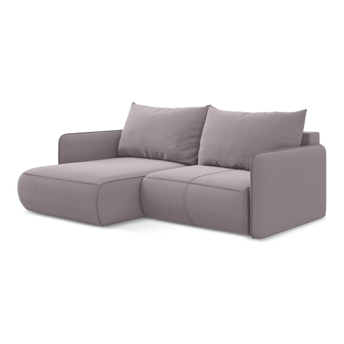 ECKSOFA mit Schlaffunktion Samt Stoff Violett - Lila/Flieder, Kunststoff/Textil (148/207cm) - LaMiaSofa
