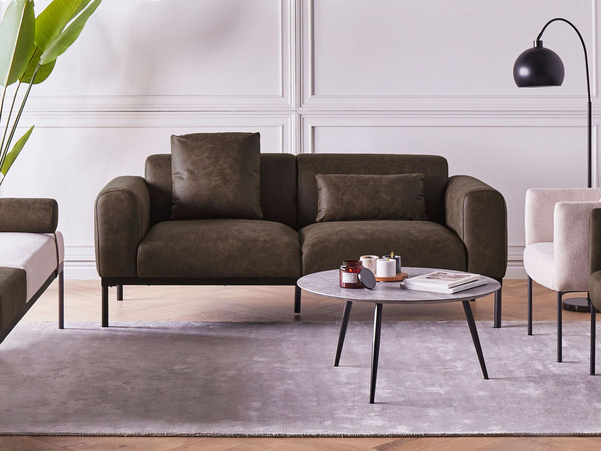 2-SITZER-SOFA Kunstleder dunkelbraun Malmos - Dunkelbraun/Schwarz, Textil (196/78/85cm) - Beliani