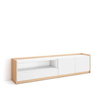 TV-SCHRANK, Lowboard, Weiß und Eiche Soft, 207/37/50cm - Weiß, Holzwerkstoff (207/50/37cm) - Skraut Home