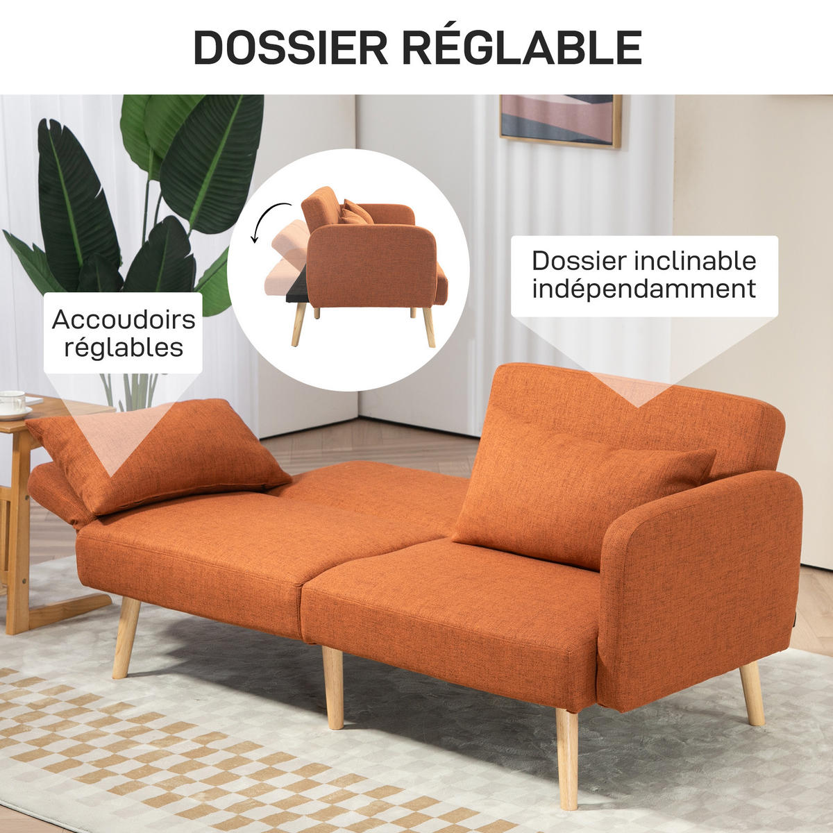 SCHLAFSOFA 3er-Sitz DE-14565 Klick-Klack mit verstellbarer Lehne Braun - Braun, Textil (170/80/83cm) - ComfortXL