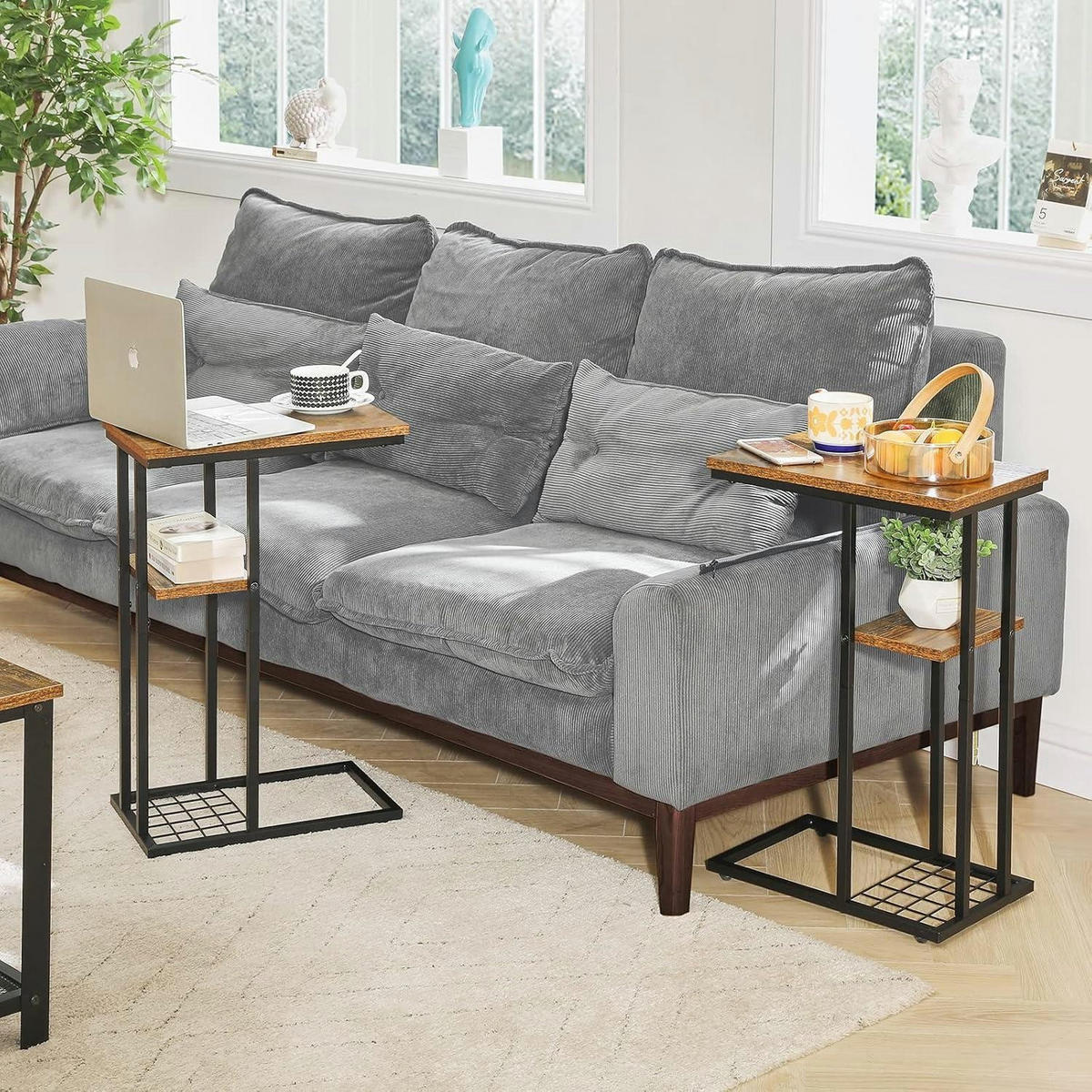 BEISTELLTISCH 2er-Set mit Lagerregal 40 x 26 x 61.5 cm - Multicolor, Metall (40/26/61.5cm)