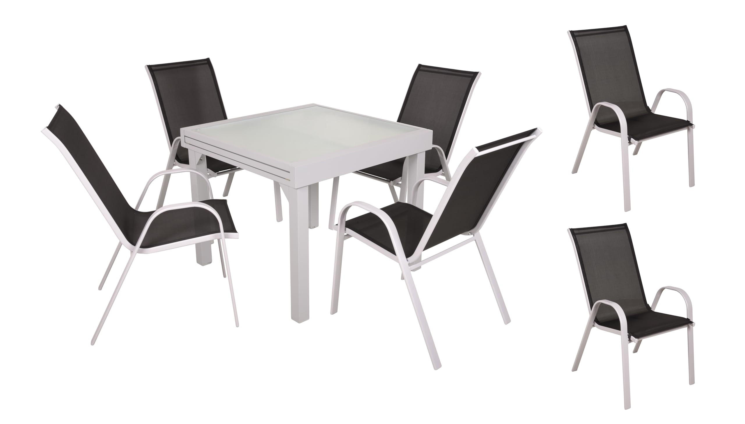 GARTEN-SITZGRUPPE Selina 7-teilig Gartenmöbel-Set - Schwarz, Kunststoff - DELUKE