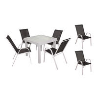 GARTEN-SITZGRUPPE Selina 7-teilig Gartenmöbel-Set - Schwarz, Kunststoff - DELUKE