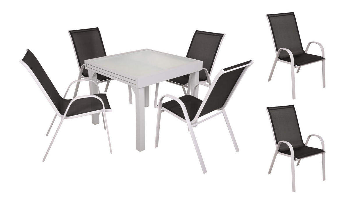 GARTEN-SITZGRUPPE Selina 7-teilig Gartenmöbel-Set - Schwarz, Kunststoff - DELUKE