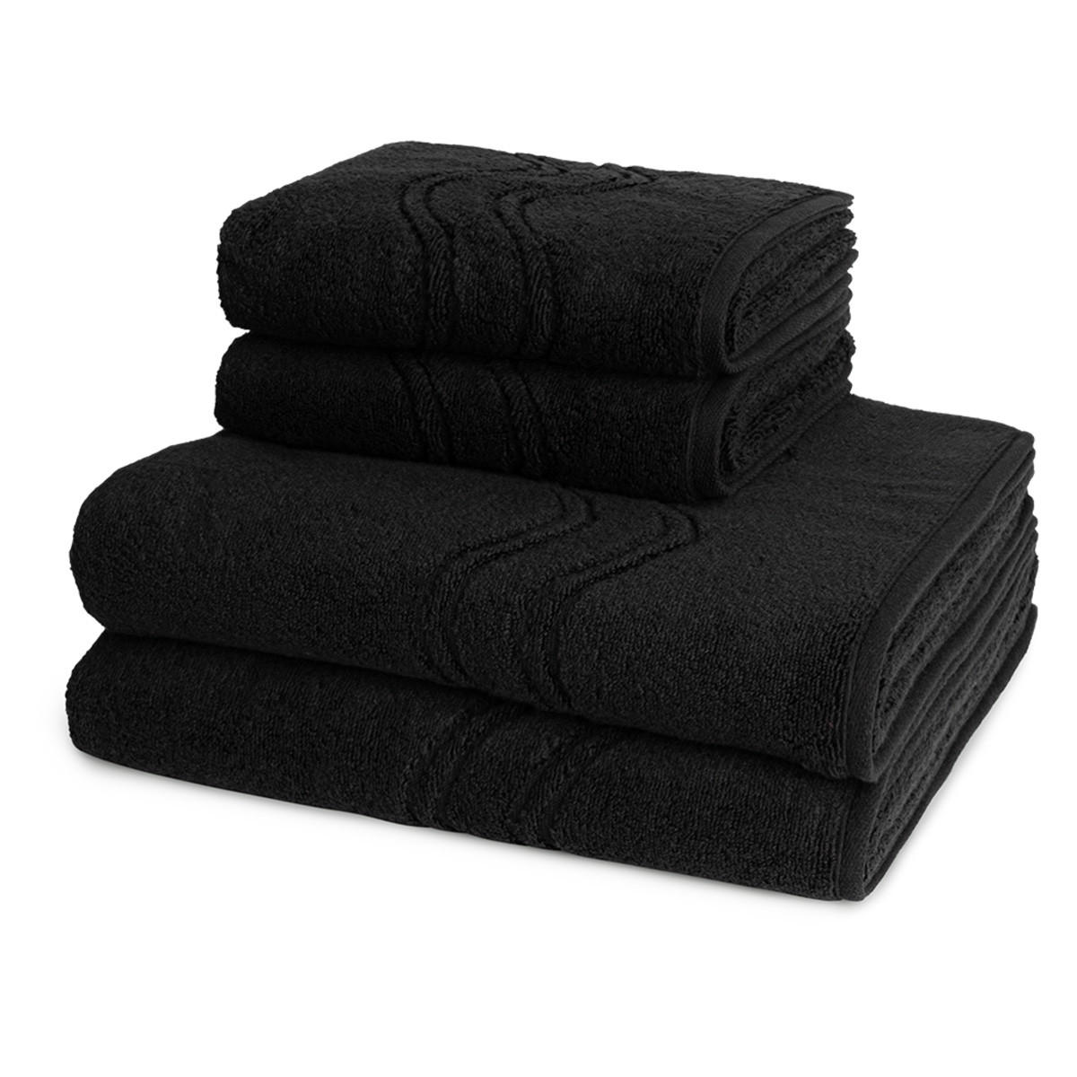 FROTTIERSET Cashmere feeling 4-teilig - Schwarz, Textil (50/100cm) - Ross