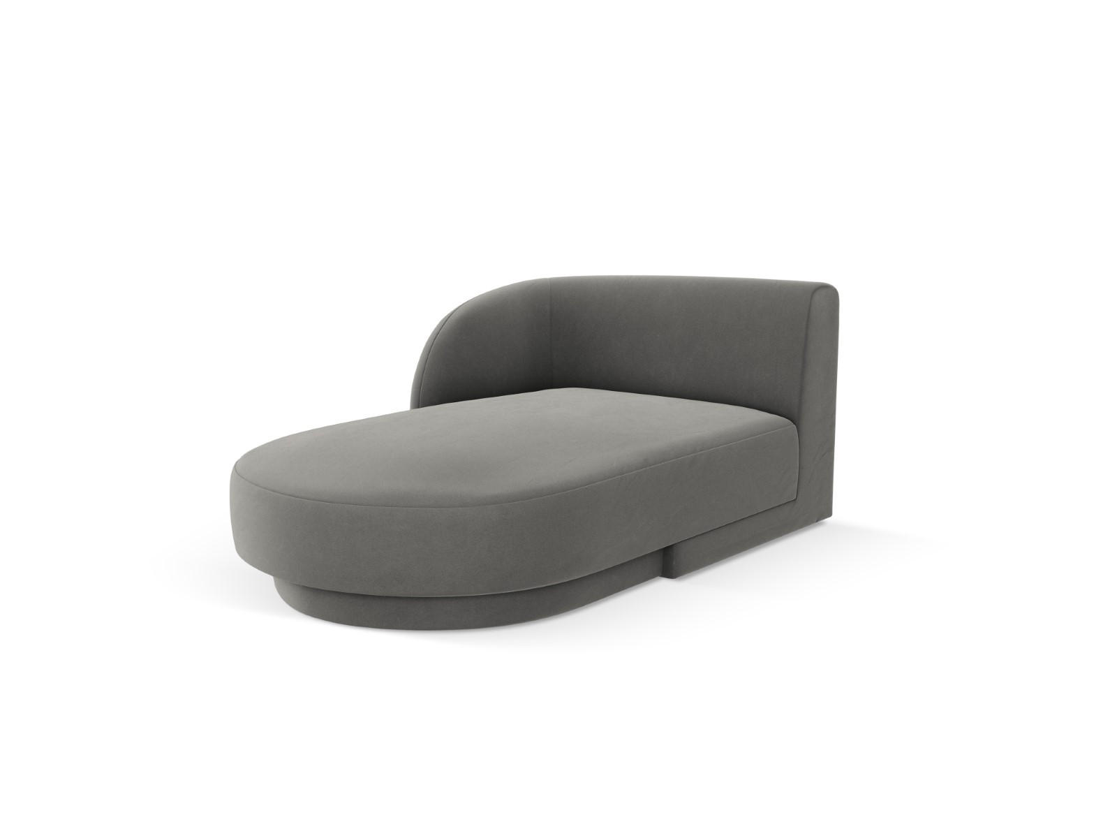 CHAISELONGUE links Miley aus Samt hellgrau - Hellgrau, Textil (90/70/156cm) - Micadoni