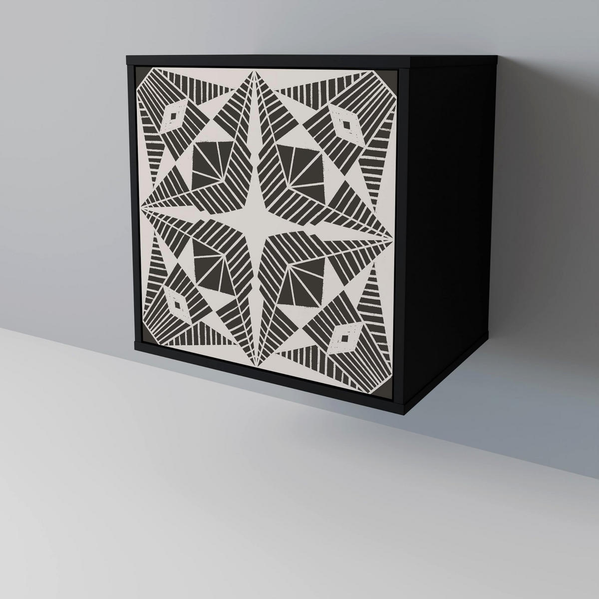 SIDEBOARD MONOCHROME NEXUS, Schwarz, 57,5x42x67,5 cm, Schwarze Metall-Rahmenfüße - Multicolor/Schwarz, Holzwerkstoff/Metall (57.5/67.5/42cm) - SpaceRebels