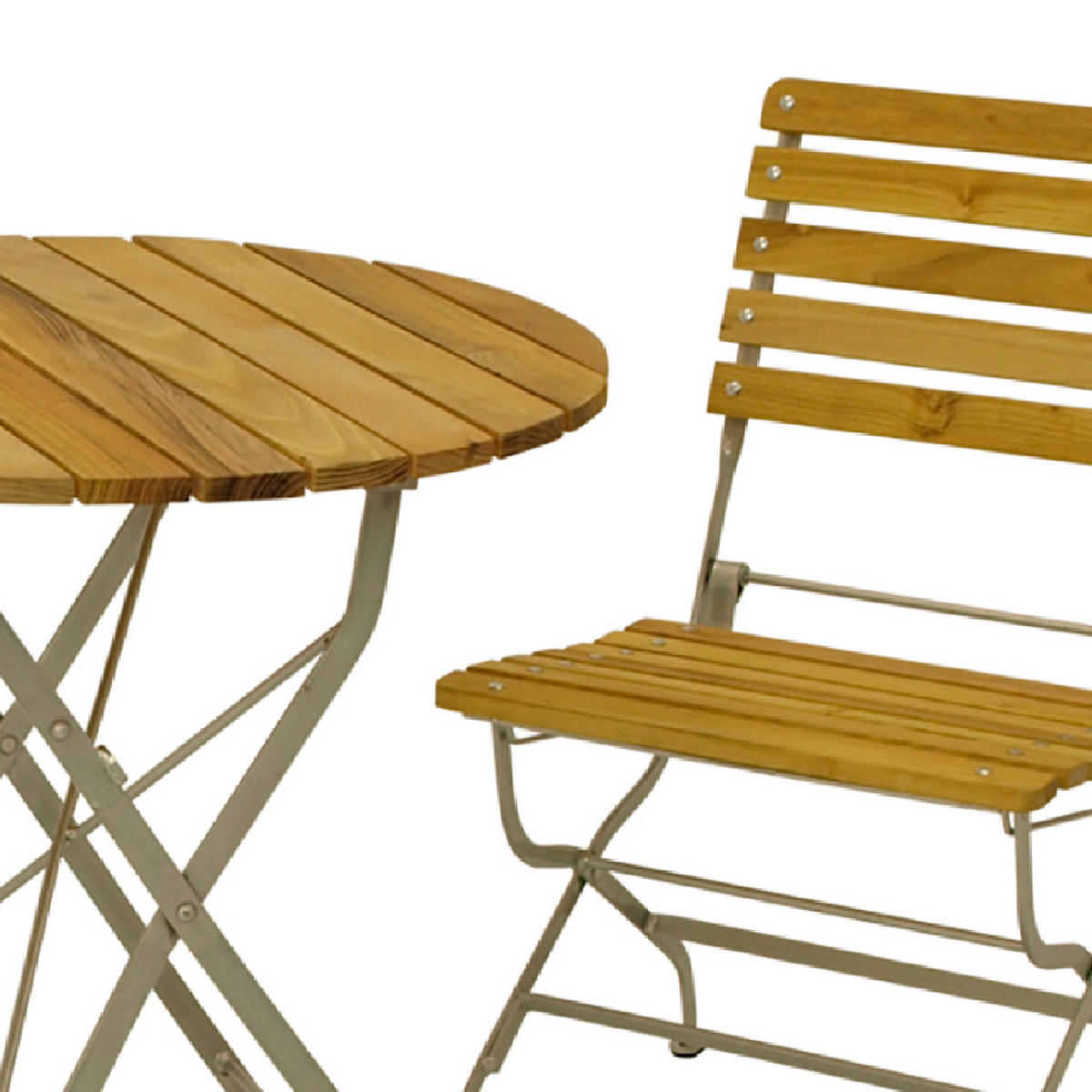 SITZGRUPPE Newcastle 3-teilig, Gartenmöbel Set 2 Personen - Flachstahl - Robinienholz -Bistrotisch Set mit 2 Stühlen, hellgrau - Grau, Holz - TPFGarden