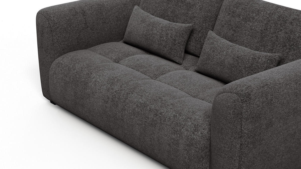 SOFA SORENO 3-Sitzer, dunkelgrau - Dunkelgrau/Schwarz, Holz/Textil (214/94/114cm) - Courtois Laville