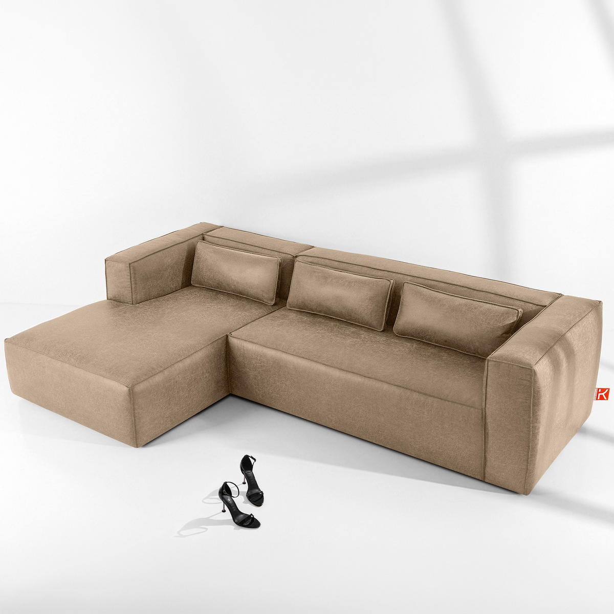 ECKSOFA LINKS FEROX, Beige - Beige, Holz/Holzwerkstoff (300/175cm) - KONSIMO®
