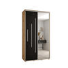 SCHWEBETÜRENSCHRANK 235,2/130/60 2-türig - Silberfarben/Schwarz, Holz/Metall (130/235/60cm) - Abiks Möbel