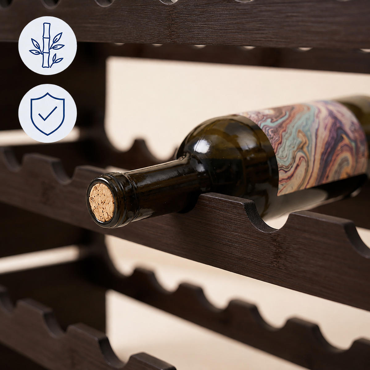 RAFT PENTRU VIN Maro închis bambus suprapozabil 108 sticle - maro, lemn (85/159/25.5cm) - Relaxdays