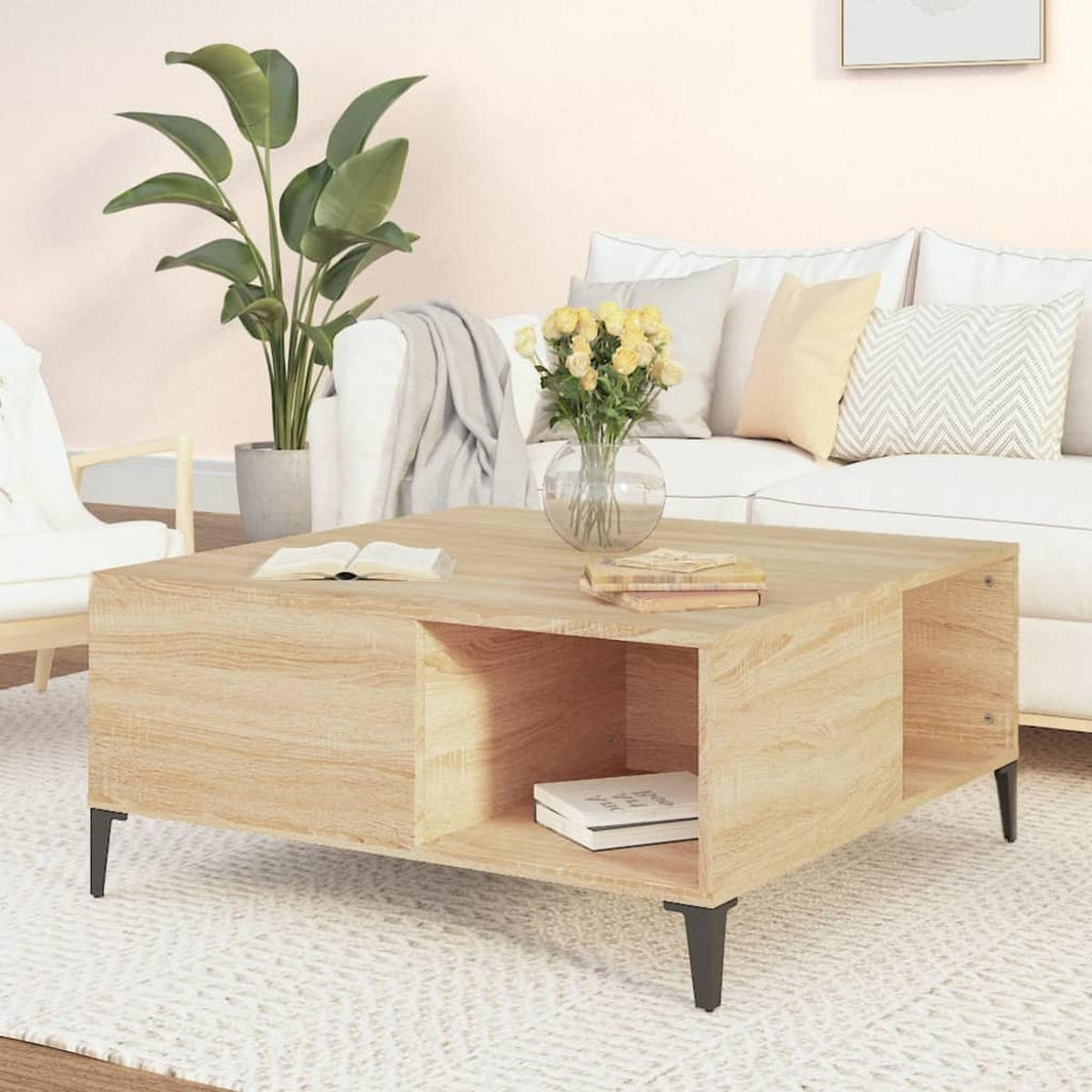 COUCHTISCH Sonoma-Eiche 80x80x36,5 cm Holzwerkstoff - Braun, Holzwerkstoff (80/80/36.5cm) - furnicato