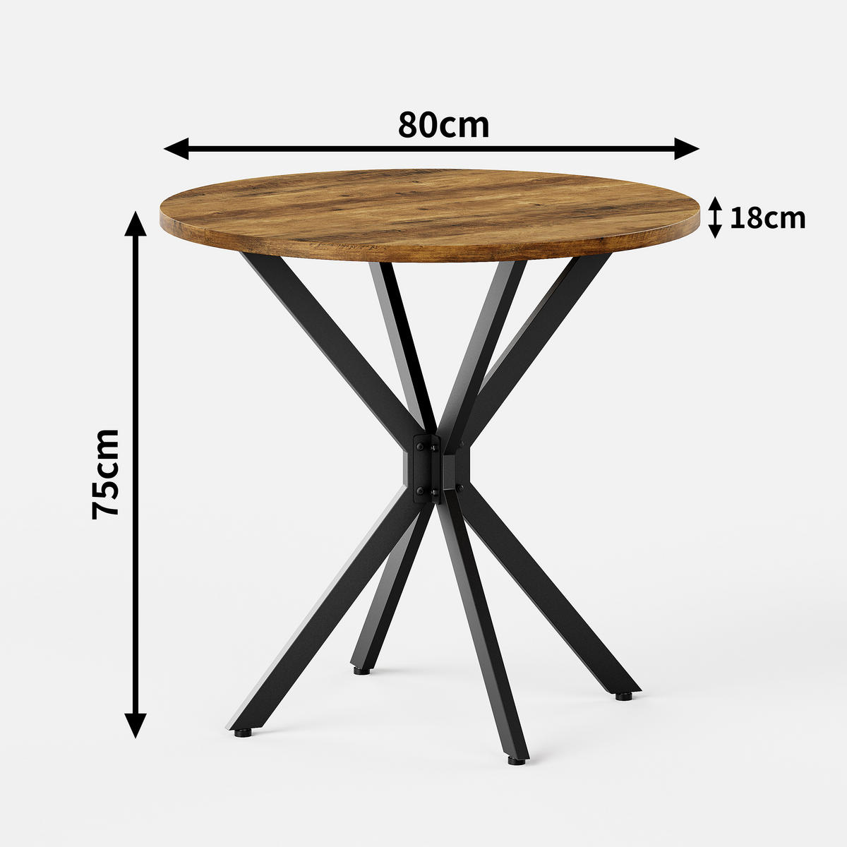BEISTELLTISCH Braun/Schwarz 80/80/75 cm - Braun, Metall (80/80/75cm) - PANGIVO