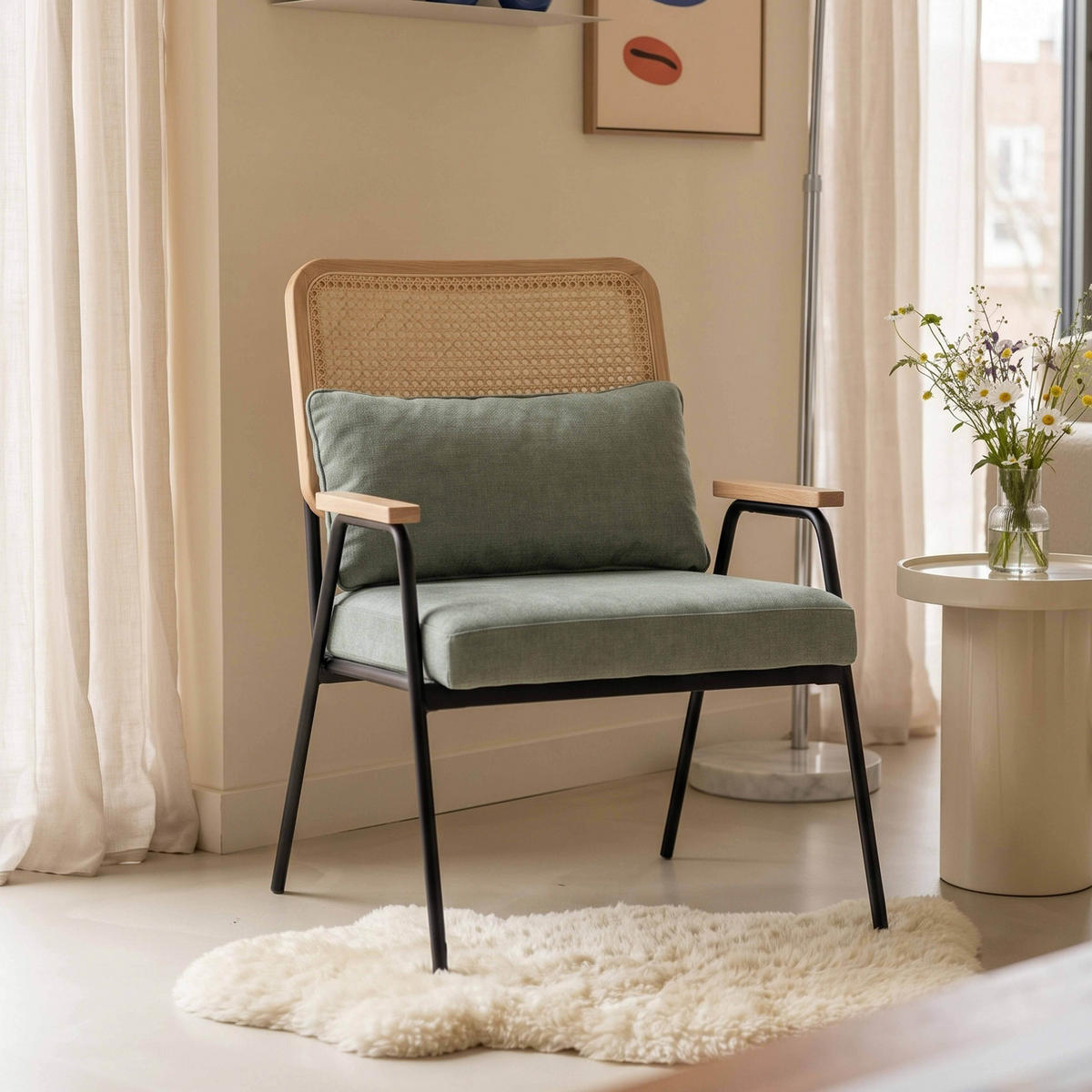RELAXSESSEL, Dunkelgrün - Grün, Holz/Textil (68/83/63cm) - Oviala