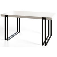 ESSZIMMERTISCH ROSA, ausziehbarer Tisch 140-240X80X77 cm, Farbe: Weiß, mit Metallbeinen in Farbe Schwarz - Schwarz/Weiß, Holzwerkstoff (140/80/77cm) - Alpi-Möbel