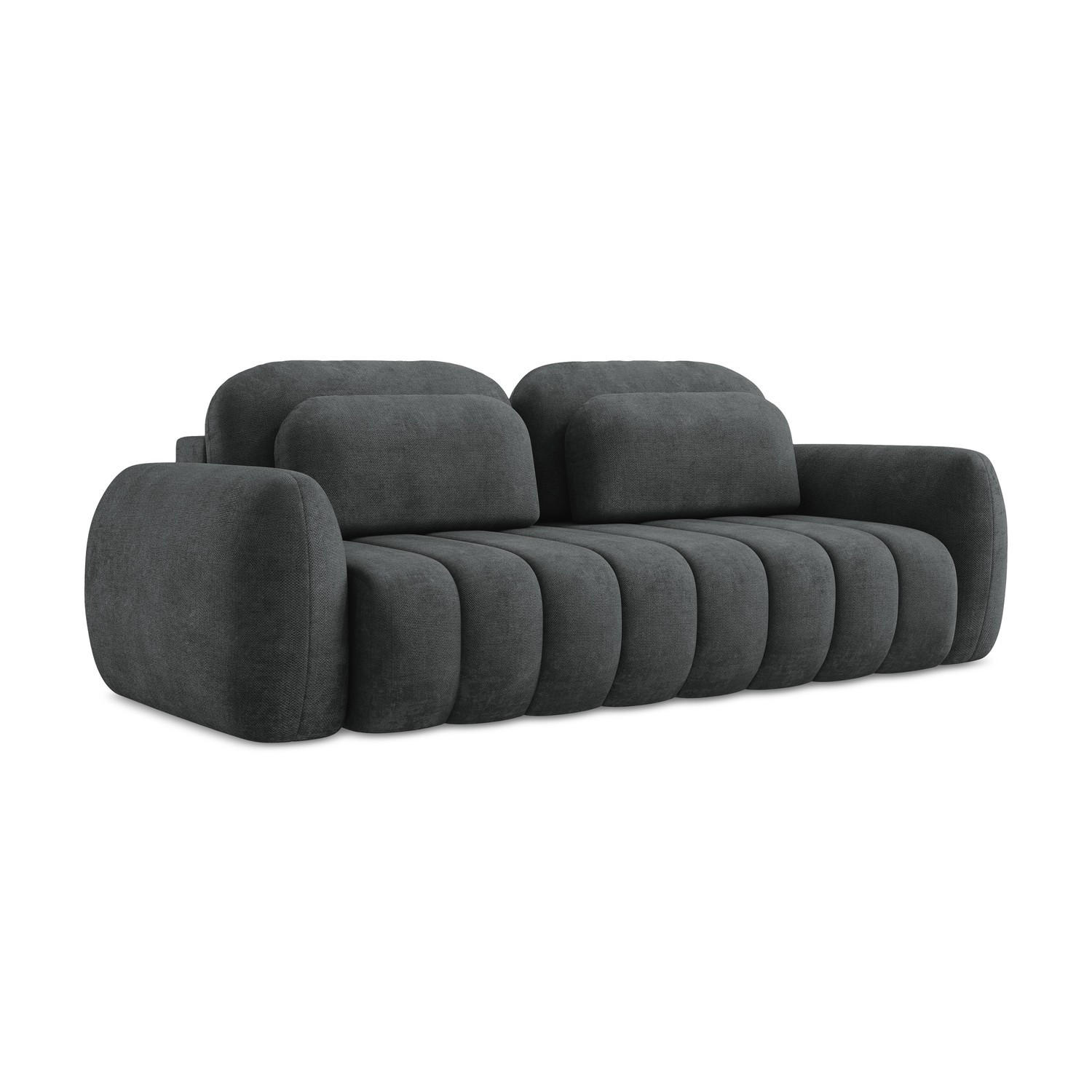 3-SITZER SOFA mit Schlaffunktion Chenille Stoff Grau - Dunkelgrau/Schwarz, Holzwerkstoff/Kunststoff (266/95/121cm) - LaMiaSofa
