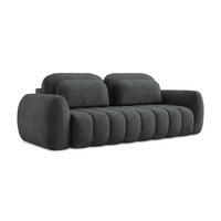 3-SITZER SOFA mit Schlaffunktion Chenille Stoff Grau - Dunkelgrau/Schwarz, Holzwerkstoff/Kunststoff (266/95/121cm) - LaMiaSofa