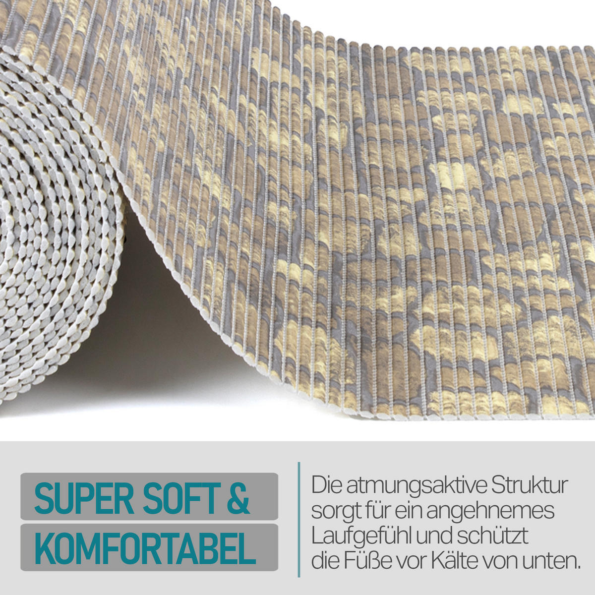 SCHUTZUNTERLAGE Weichschaum auf Rolle 0,65x15 m Bruchstein Beige - Hellbraun, Kunststoff (65/1500cm) - Bestlivings