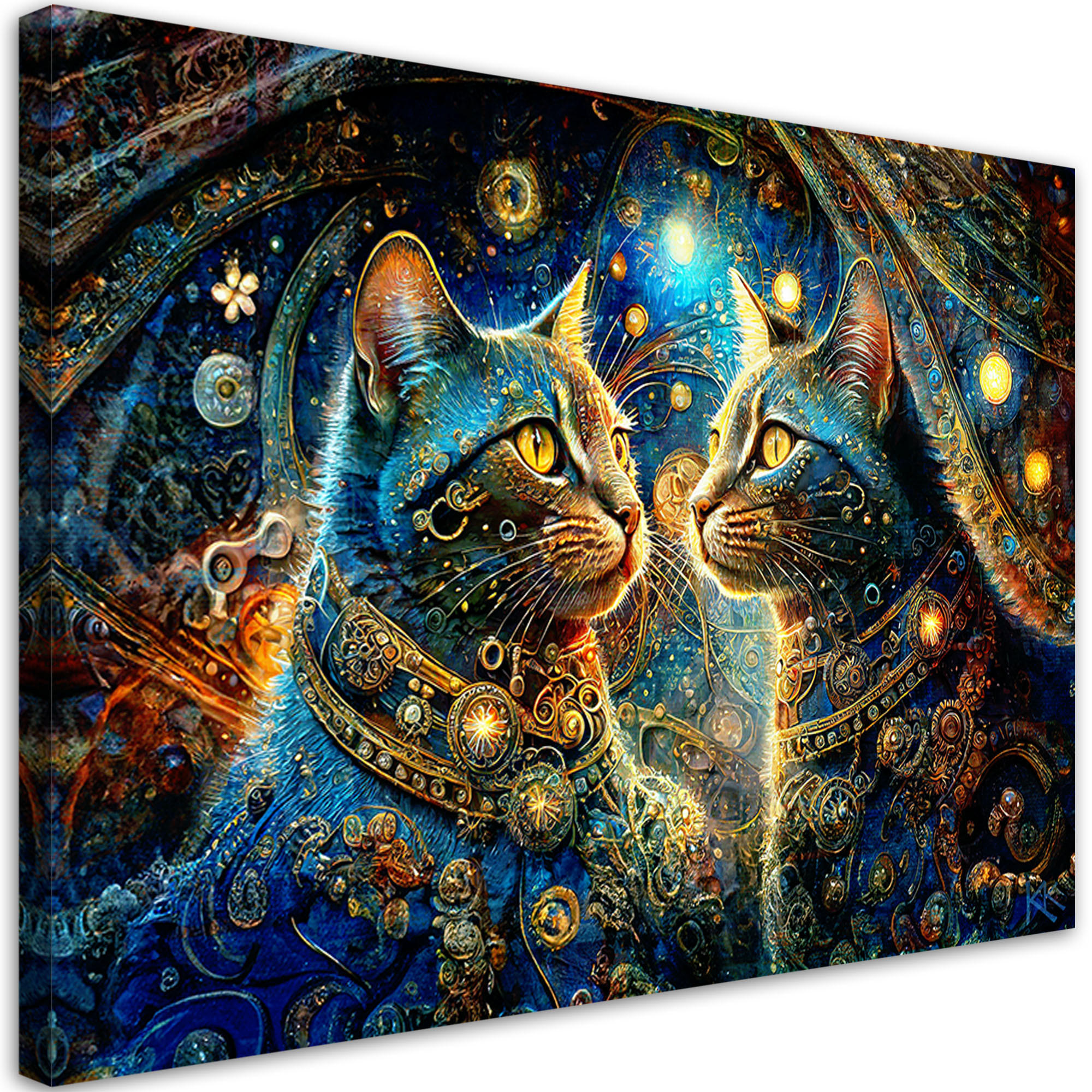 WANDBILD katze tiere abstraktion - Lila, Textil (60/40cm) - Feeby