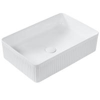 UMYVADLO NA DESKU Bílé 50/34 cm Keramika Geldo - bílá, keramika (50/13/34cm) - Beliani