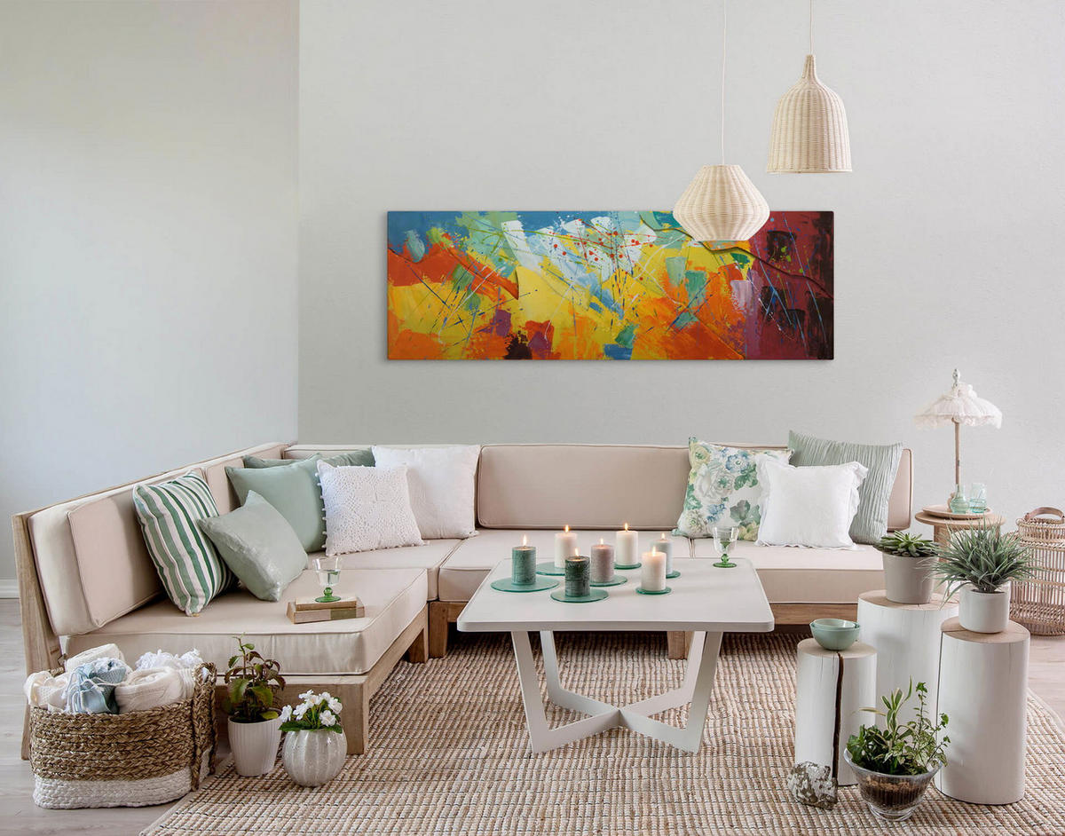 METALLBILD Bunt 144/44 cm - Multicolor, Metall (6.9/44cm) - KUNSTLOFT
