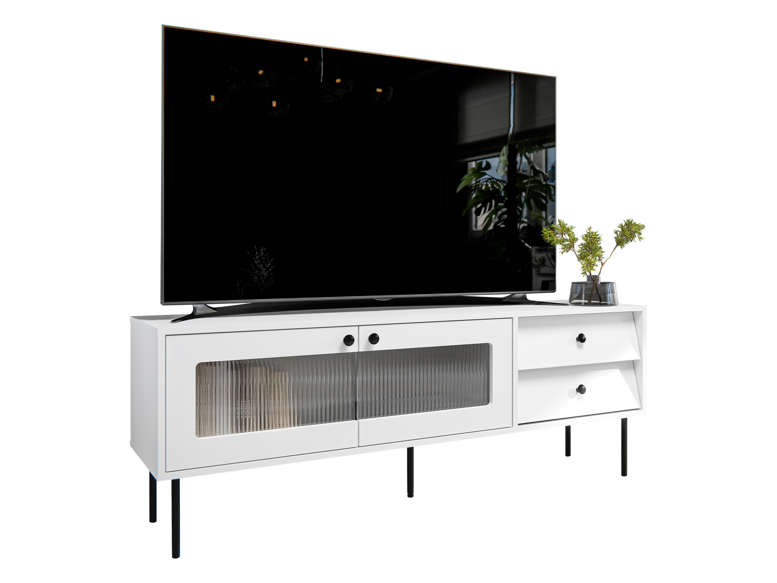 TV-LOWBOARD Valerio 150 - Schwarz/Weiß, Holzwerkstoff/Kunststoff (150/55/39cm) - MIRJAN24