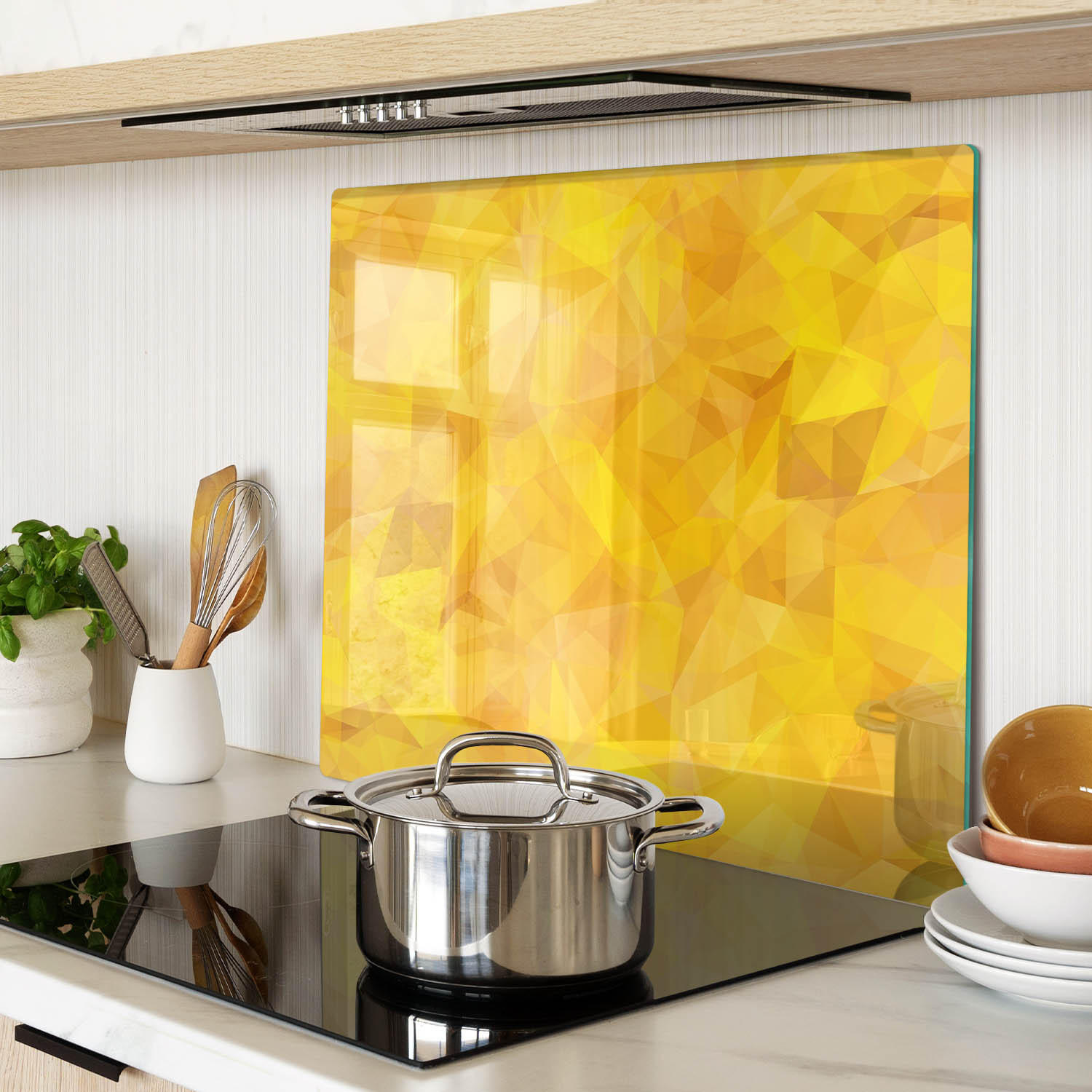 GLASPLATTE 60x52 cm Abstrakte Dreiecke - Gelb, Glas (60/0.4/52cm) - TULUP
