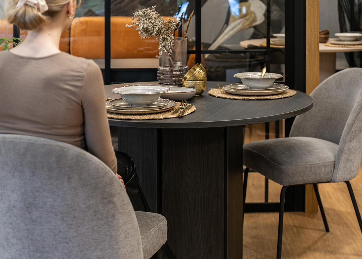 ESSTISCH HEXA Portland Esche Schwarz 110 cm - Schwarz, Holzwerkstoff (110/110/75cm) - Selsey