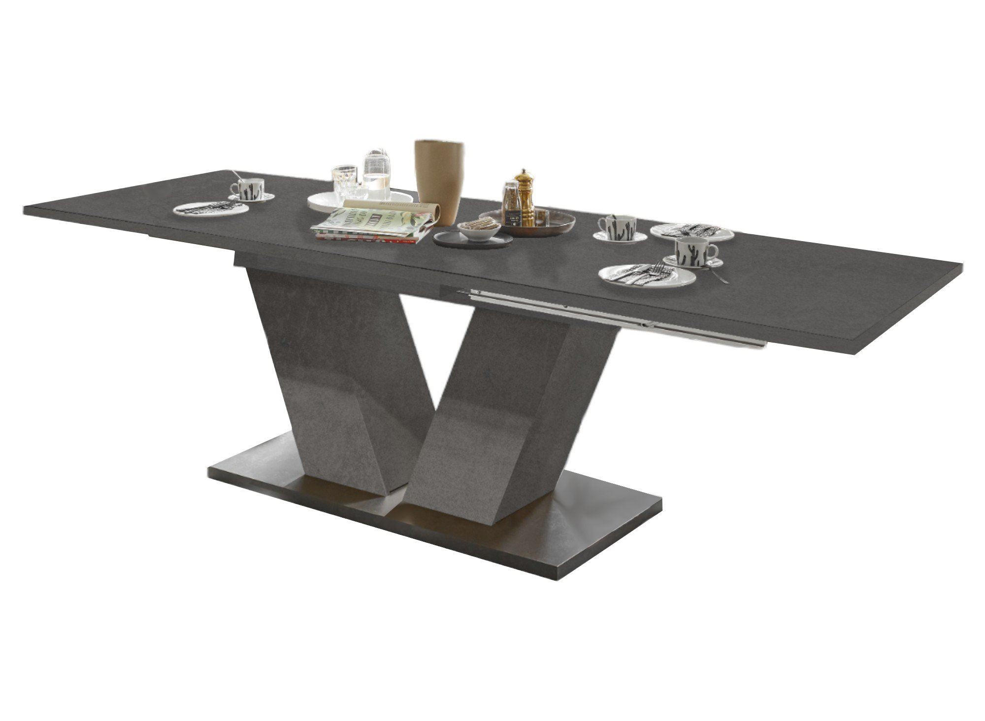 ESSTISCH ausziehbar Elena 180x90x76 Graphit - Dunkelgrau, Holzwerkstoff (180/90/76cm) - 58aufmkessel