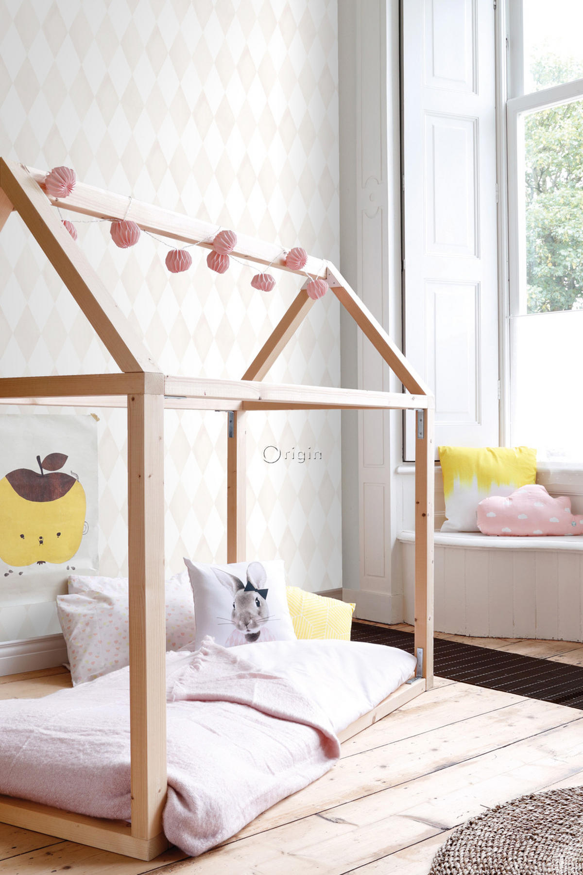 TAPETE Karomuster 53 cm x 10.05 m - Beige, Papier (53/0.1cm) - Origin Wallcoverings