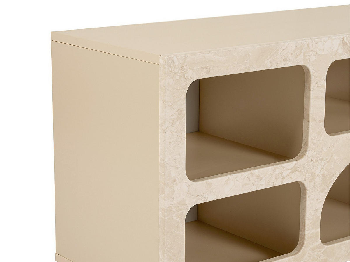 TV-MÖBEL mit 7 Fächern - Marmor-Optik Beige - LUELA - Beige, Holz (160/51/40cm) - Vente-Unique
