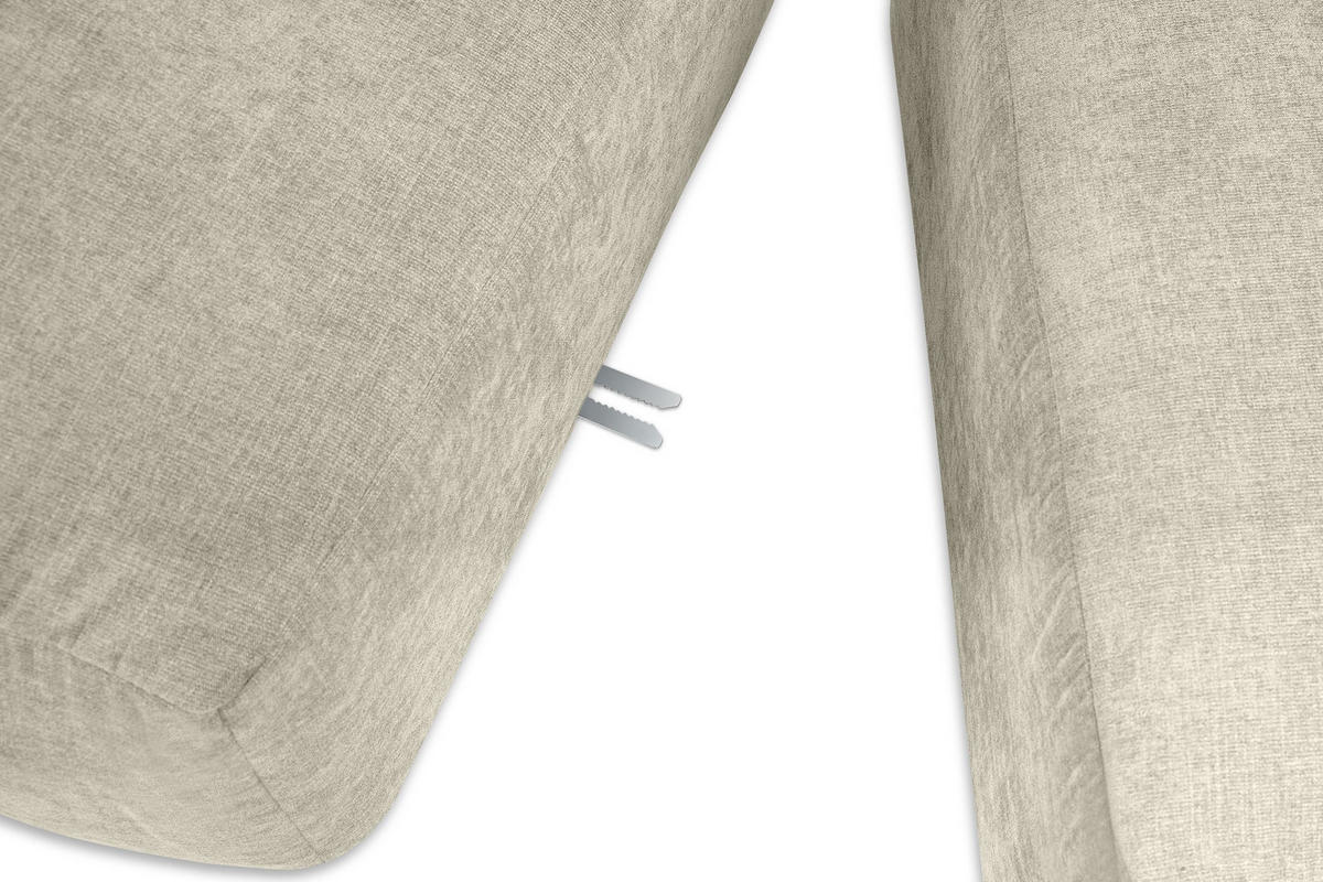 ECKMODULSOFA-LINKS BUFFO mit extrem weicher und bequemer Sitzfläche, Gewebestoff, ecru - Ecru, Textil (297/180cm) - KONSIMO®