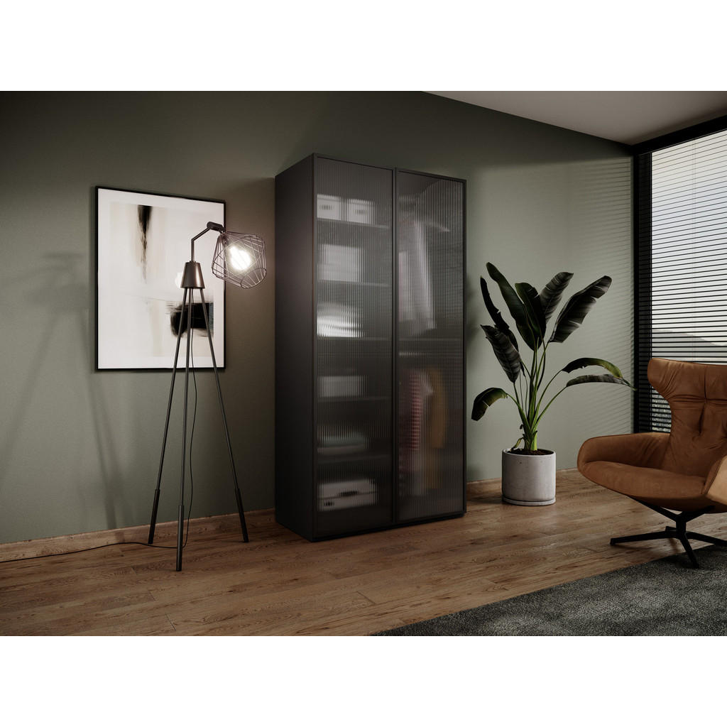 Thumbnail - Möblo Drehtürenschrank, Grau, Holzwerkstoff, 101x200x51 cm, Schlafzimmer, Kleiderschränke, Drehtürenschränke