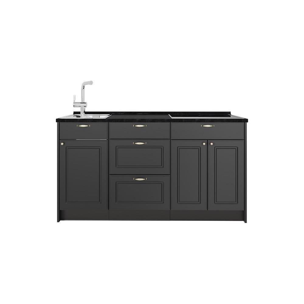 Vicco KUCHYŇSKÝ BLOK Fame-Line, Anthrazit-Gold Landhaus, 150 cm bez pracovní desky